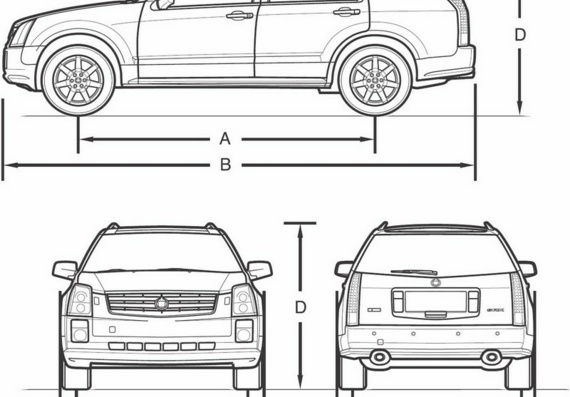 Cadillac SRX (2007) (Кадиллак СРX (2007)) - чертежи (рисунки) автомобиля